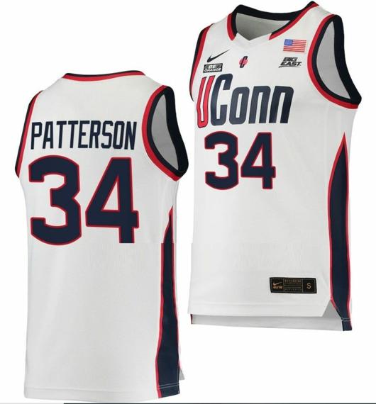 Men's Ayanna Patterson Jersey UConn Huskies College Basketball White Replica #34