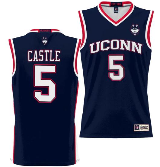 Men's Stephon Castle Jersey #5 UConn Huskies NIL College Basketball Lightweight Navy