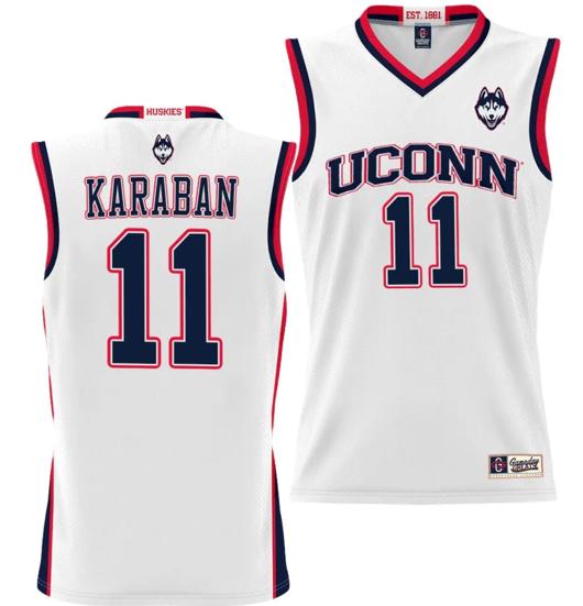 Men's Alex Karaban Jersey #11 UConn Huskies NIL College Basketball Lightweight White