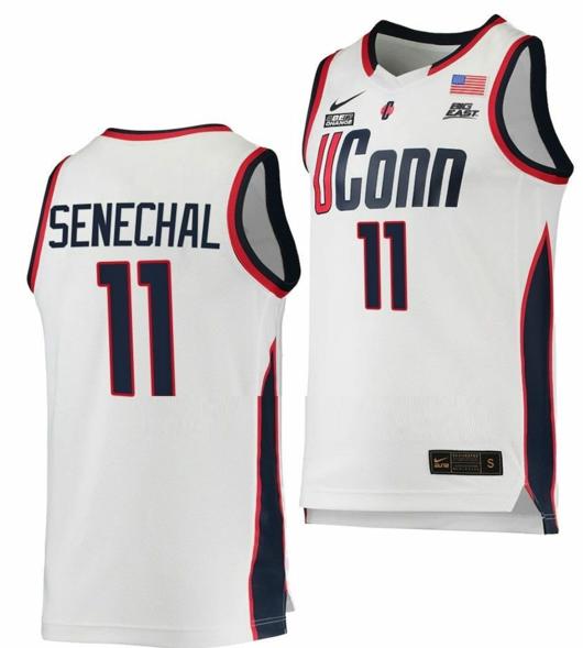 Men's Lou Lopez Senechal Jersey UConn Huskies College Basketball White Replica #11