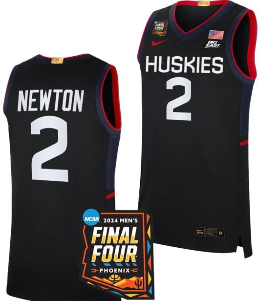 Men's Tristen Newton Jersey #2 UConn Huskies Basketball 2024 NCAA March Madness Final Four Navy