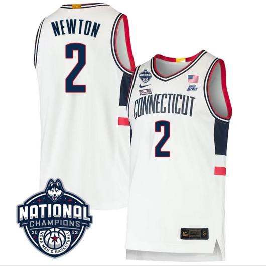 Men's Tristen Newton Jersey #2 UConn Huskies 2023 National Champions College Basketball White