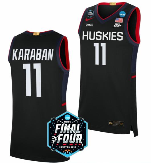 Men's Alex Karaban Jersey UConn Huskies College Basketball 2023 NCAA Final Four Black #11