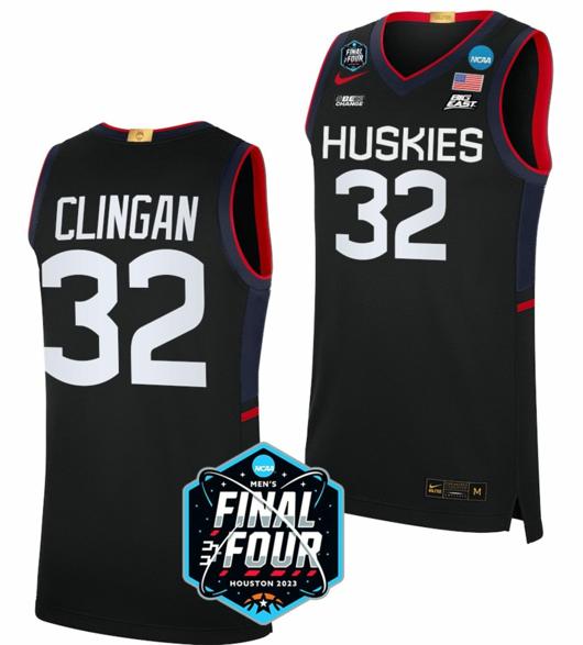 Men's Donovan Clingan Jersey UConn Huskies College Basketball 2023 NCAA Final Four Black #32