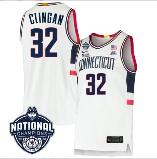 Men's Donovan Clingan Jersey #31 UConn Huskies 2023 National Champions College Basketball White