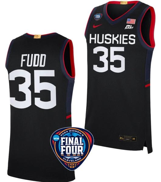 Men's Azzi Fudd Jersey #35 UConn Huskies Basketball 2024 NCAA March Madness Final Four Black