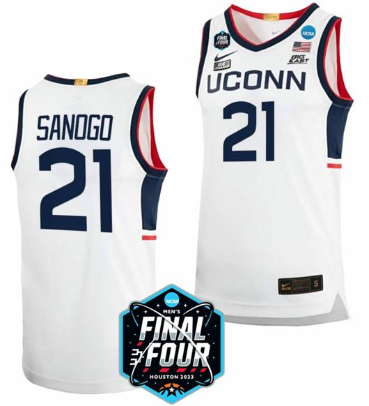 Men's Adama Sanogo Jersey UConn Huskies College Basketball 2023 NCAA Final Four White #21