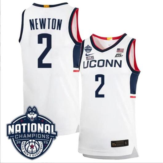 Men's Tristen Newton Jersey #2 UConn Huskies 2023 National Champions College Basketball White Home