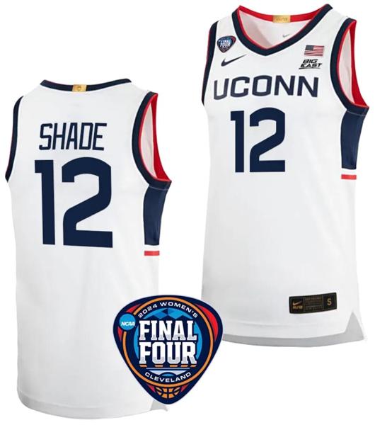 Men's Ashlynn Shade Jersey #12 UConn Huskies Basketball 2024 NCAA March Madness Final Four White