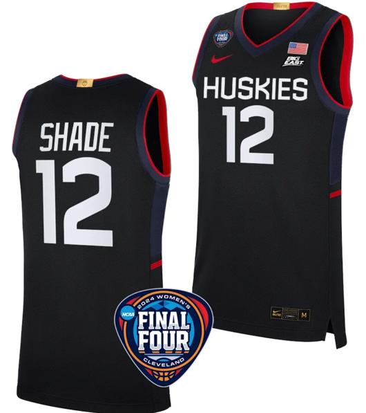 Men's Ashlynn Shade Jersey #12 UConn Huskies Basketball 2024 NCAA March Madness Final Four Black