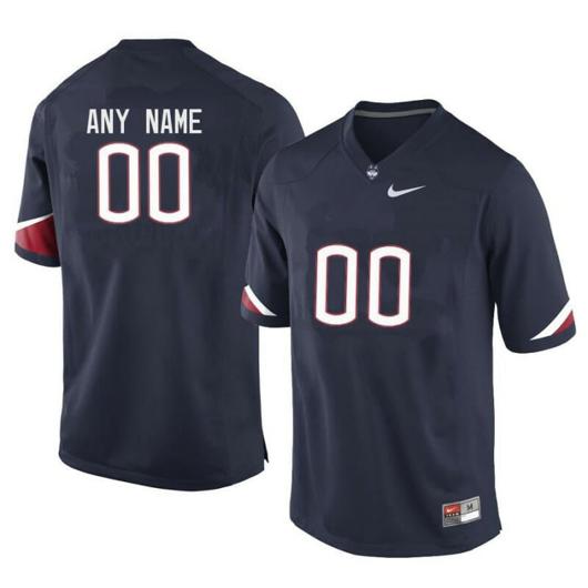 Men's Custom UConn Huskies College Football Jersey Name and Number Navy