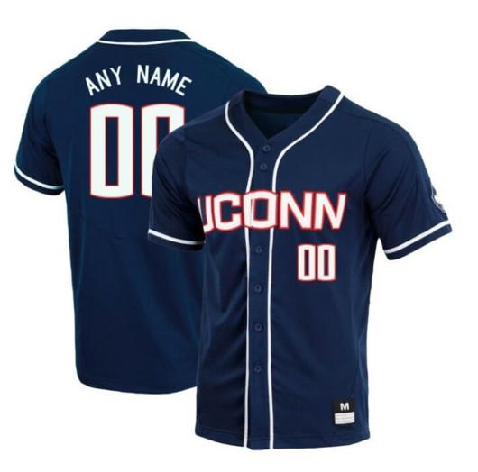 Men's Custom UConn Huskies Baseball Jersey Name and Number College Navy