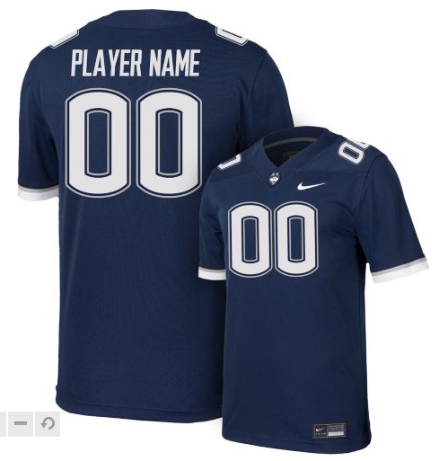 Men's Conn Huskies Customized Football Nike Replica Jersey Col Navy