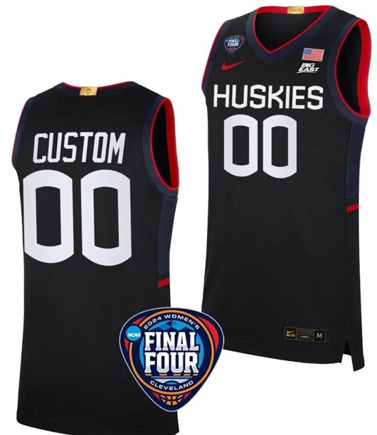 Men's Custom UConn Huskies Basketball Jersey Name and Number 2024 NCAA March Madness Final Four Black