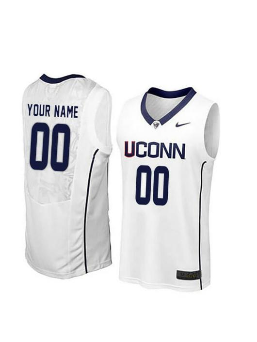 Men's Custom UConn Huskies Jersey College Basketball Name and Number Elite White