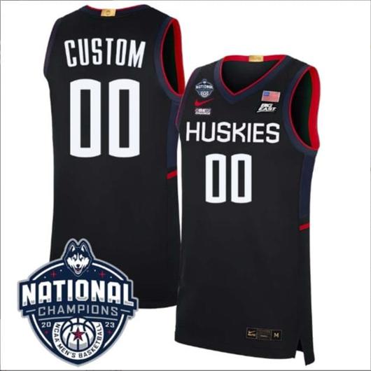 Men's Custom UConn Huskies Basketball Jersey Name and Number 2023 National Champions College Basketball Black