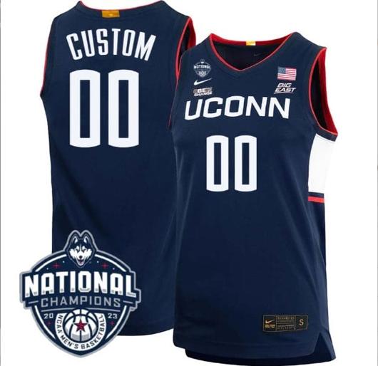 Men's Custom UConn Huskies Basketball Jersey Name and Number 2023 National Champions College Basketball Navy