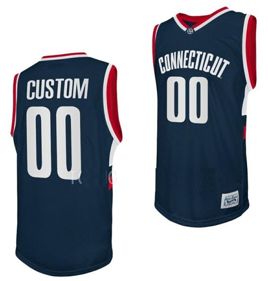 Men's Custom UConn Huskies Jersey College Basketball Name and Number Navy Retro