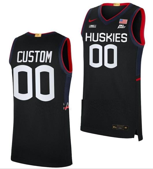 Men's Custom UConn Huskies Jersey College Basketball Name and Number Black Limited Big East