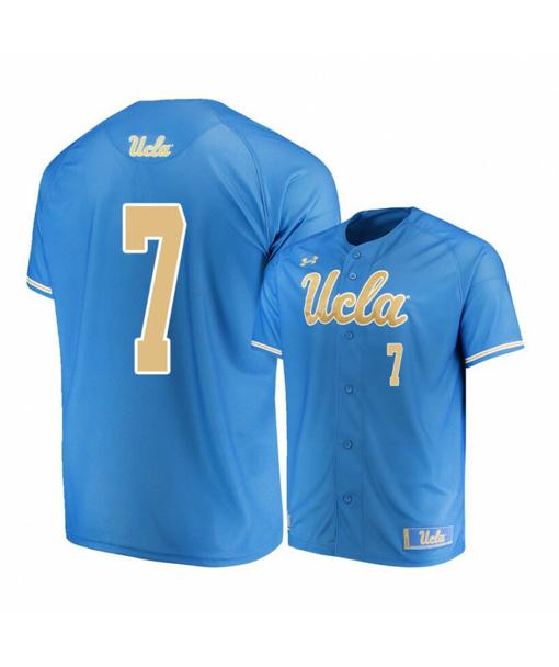 Men's Under Armour UCLA Bruins 7 JT Schwartz Blue College Baseball Jersey