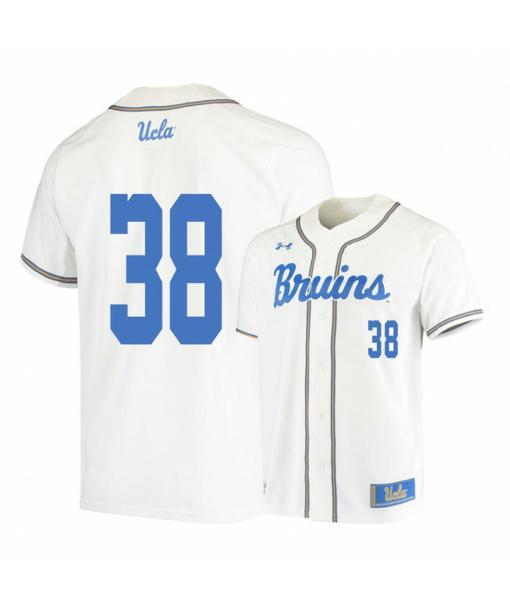 Men's UCLA Bruins 38 Pat Caulfield White College Baseball Jersey