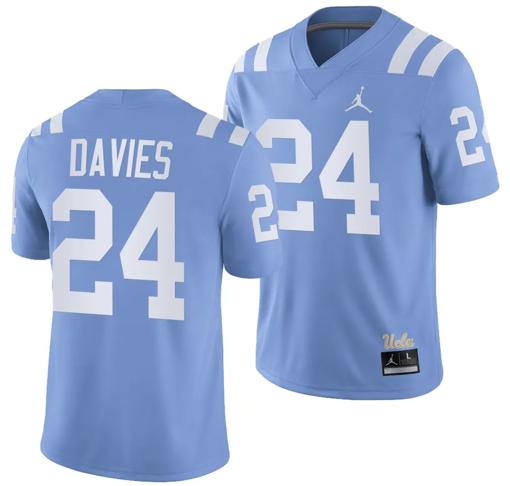 Men's UCLA Bruins Jaylin Davies Jersey #24 Alternate Game Light Blue Football Uniform