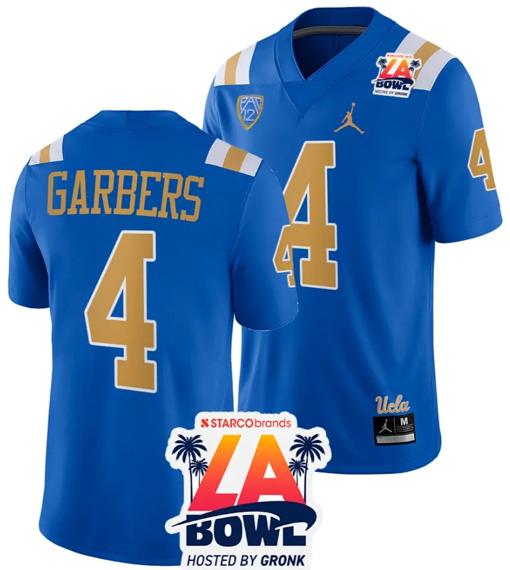 Men's Ethan Garbers Jersey #4 UCLA Bruins 2023 LA Bowl College Football Blue