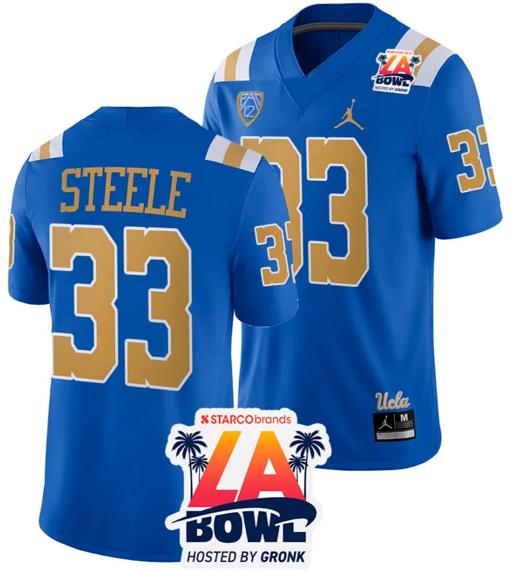 Men's Carson Steele Jersey #33 UCLA Bruins 2023 LA Bowl College Football Blue