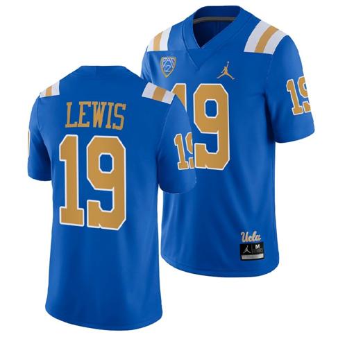 Men's UCLA Bruins Marcedes Lewis Jersey #19 Blue College Football Uniform