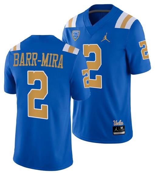 Men's UCLA Bruins Nicholas Barr Mira Jersey #2 Blue College Football Uniform