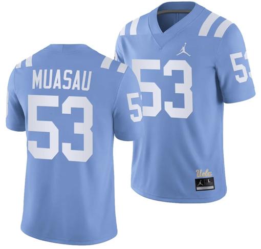 Men's UCLA Bruins Darius Muasau Jersey #53 Alternate Game Light Blue Football Uniform