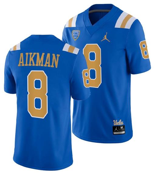 Men's UCLA Bruins Troy Aikman Jersey #8 Blue College Football Uniform