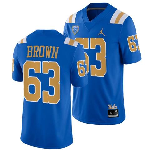 Men's UCLA Bruins Jim Brown Jersey #63 Blue College Football Uniform