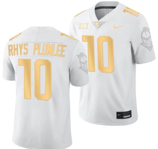 Men's Nike John Rhys Plumlee Jersey #10 UCF Knights Light Mode College Football White Golden