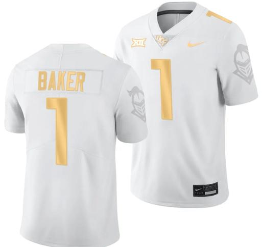 Men's Nike Javon Baker Jersey #1 UCF Knights Light Mode College Football White Golden