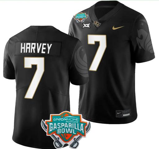 Men's Nike RJ Harvey Jersey #7 UCF Knights 2023 Gasparilla Bowl Patch Football Black