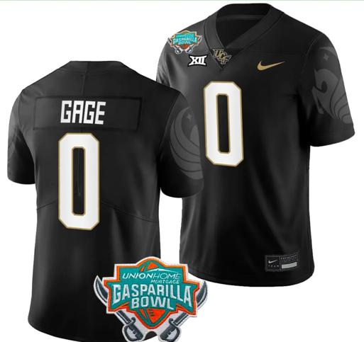 Men's Nike Stacy Gage Jersey #0 UCF Knights 2023 Gasparilla Bowl Patch Football Black