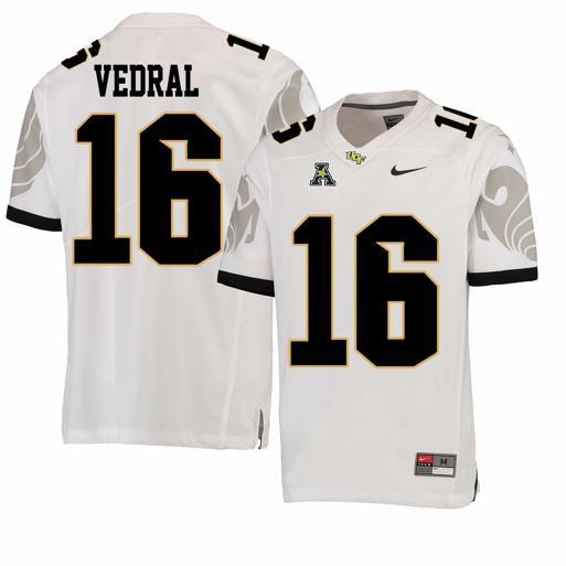 Men's Nike UCF Knights #16 Noah Vedral NCAA College Football Jersey White