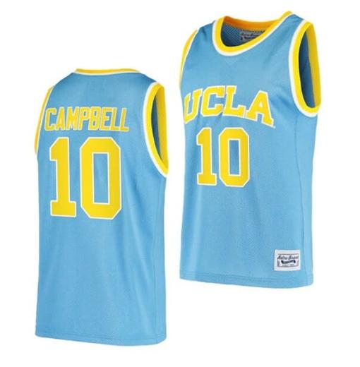 Men's #10 Tyger Campbell Jersey UCLA Bruins College Basketball Jerseys Blue Commenorative