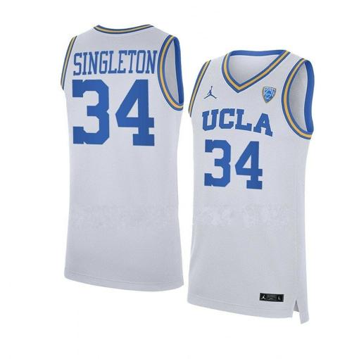 Men's David Singleton Jersey #34 UCLA Bruins NCAA College Basketball Jerseys White