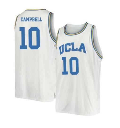 Men's #10 Tyger Campbell Jersey UCLA Bruins College Basketball Jerseys White Retro