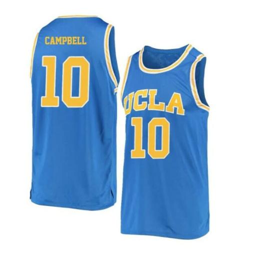 Men's #10 Tyger Campbell Jersey UCLA Bruins College Basketball Jerseys Blue Retro