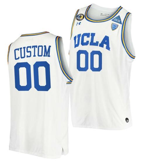 Men's Custom UCLA Bruins Jersey Name and Number College Basketball 2021 March Madness PAC12 White Stand Together Honor John R. Wooden