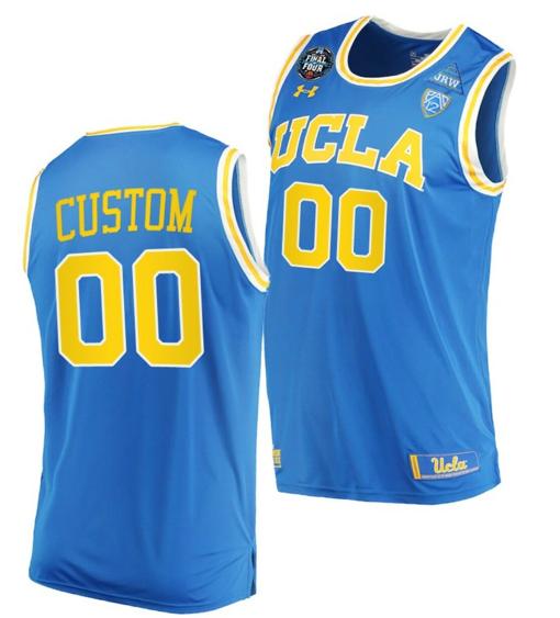 Men's Custom UCLA Bruins Jersey Name and Number College Basketball 2021 March Madness Final Four Blue PAC12