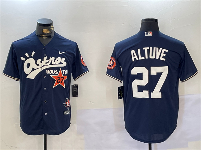 Men's Houston Astros #27 Jose Altuve Navy Cactus Jack Style Vapor Premier Limited Stitched Baseball Jersey