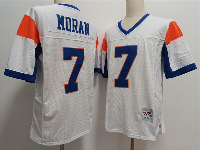 Men's Blue Mountain State #7 Alex Moran White Stitched Football Jersey