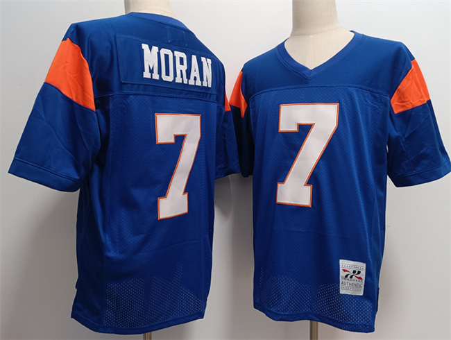 Men's Blue Mountain State #7 Alex Moran Blue Stitched Football Jersey