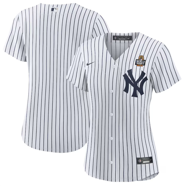 Women's New York Yankees Blank White 2024 World Series Cool Base Stitched Baseball Jersey(Run Small)