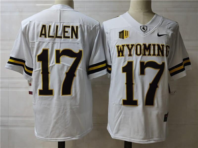 Men's Nike Josh Allen Wyoming Cowboys Jersey #17 College Football White