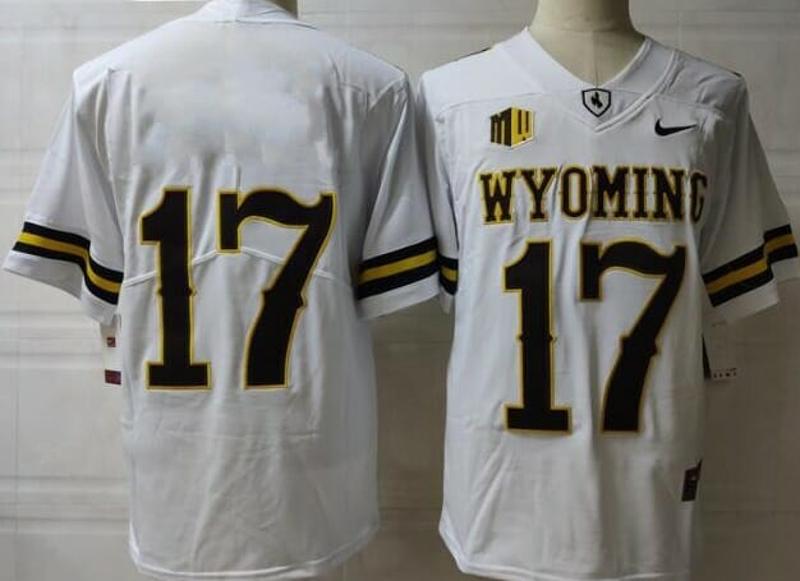 Men's Nike Wyoming Cowboys #17 Josh Allen Jersey No Name College Football White